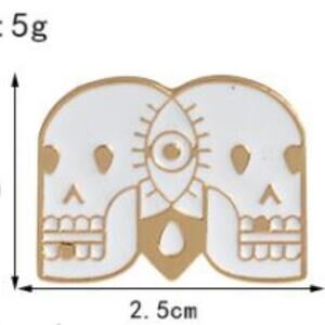 Duel Skulls One Eye Pin Brooch
